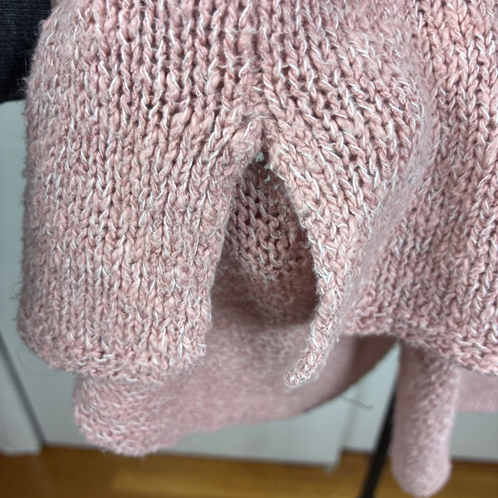 AmericanEagle XL Knit Heather PinkWhite Tank Side Slits Boho Peasant Cottagecore - Picture 3 of 9
